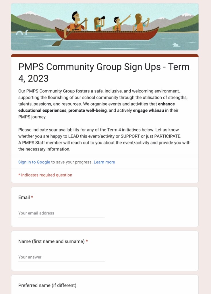 Community Group Sign Ups Term 4